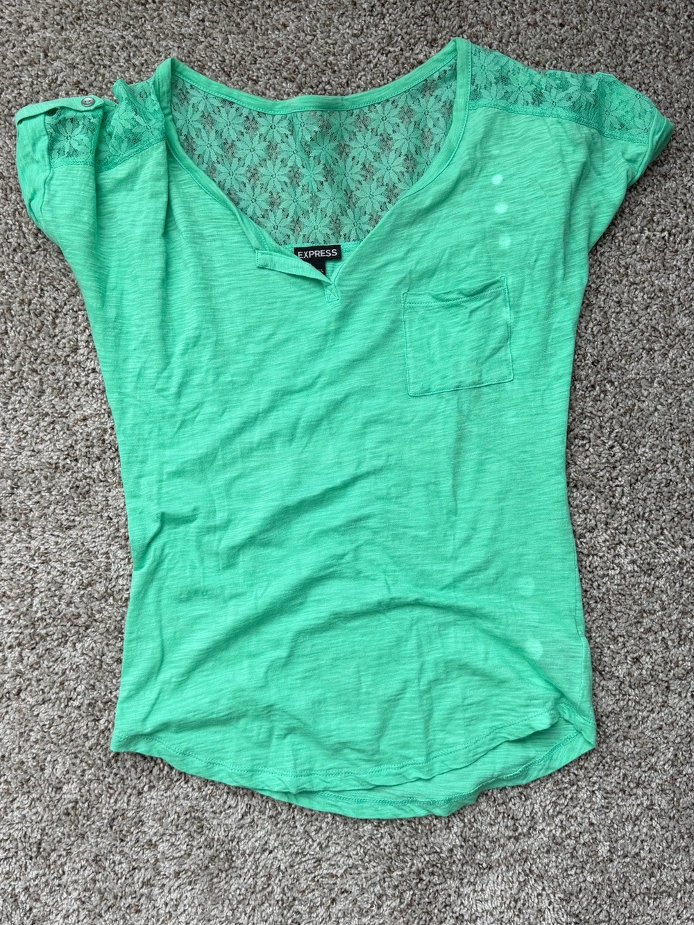 Express Mint Green Lace-Back Short Sleeve Tee